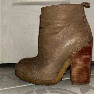 All Saints Beige Brown Ankle Boots with Zipper